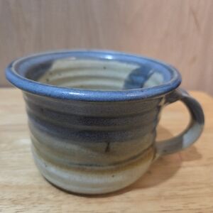 Handcrafted Ceramic Mug with Blue and Tan Glaze